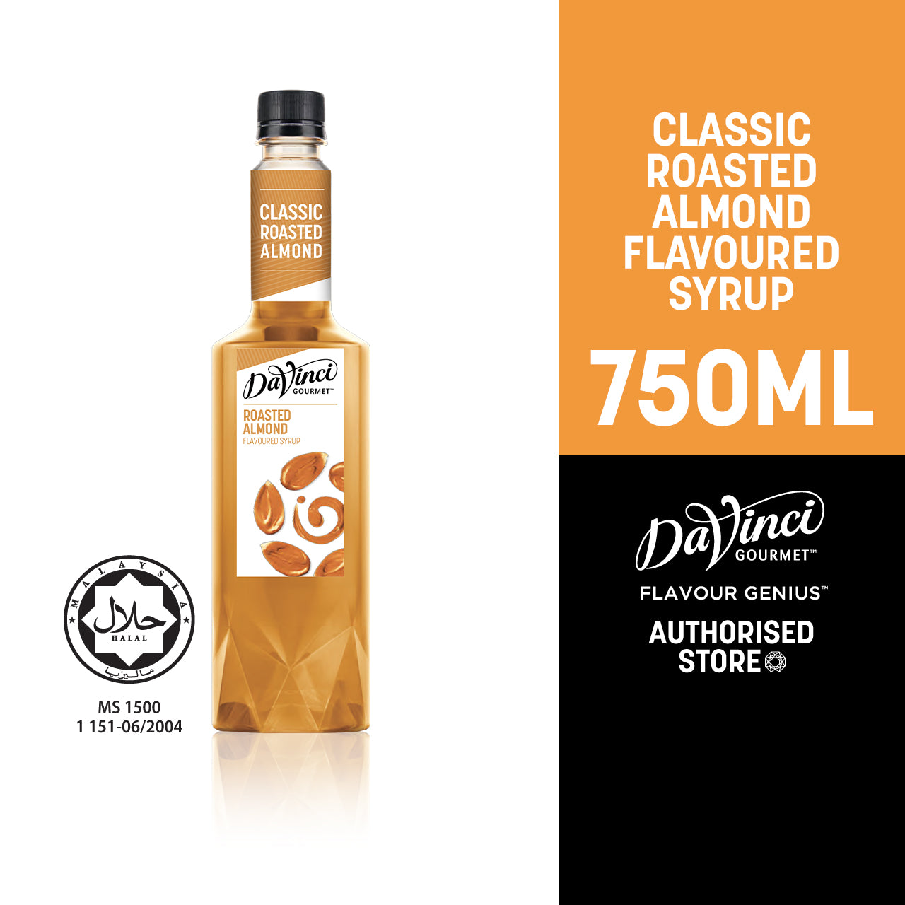 DVG DaVinci Gourmet Classic Roasted Almond Flavoured Syrup - 750ml