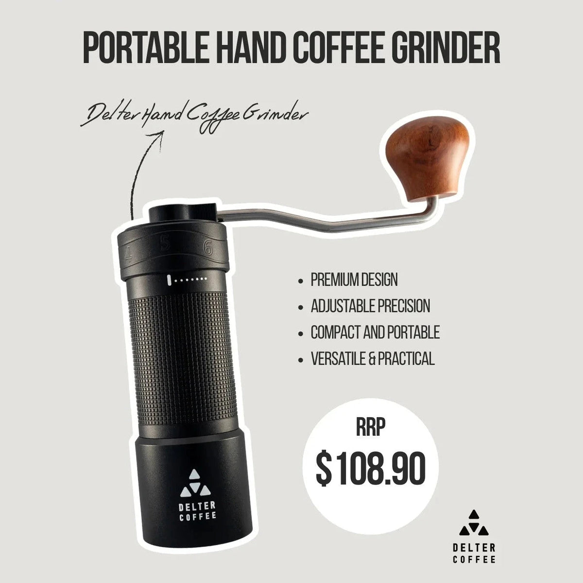 Delter Press Clear + Hand Grinder Combo Barista Equip Australia