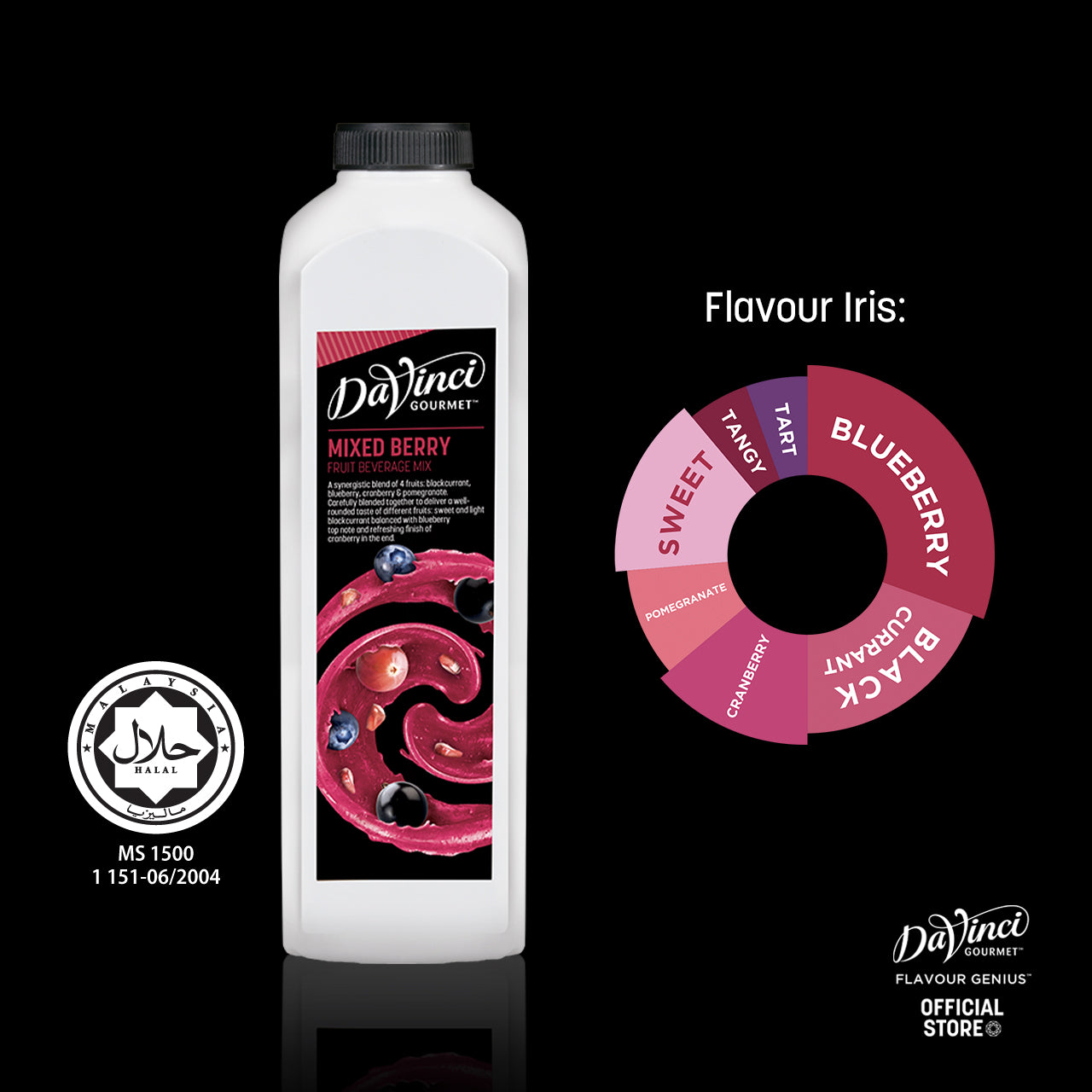 DVG DaVinci Gourmet Mixed Berry Fruit Beverage Syrup - 1L