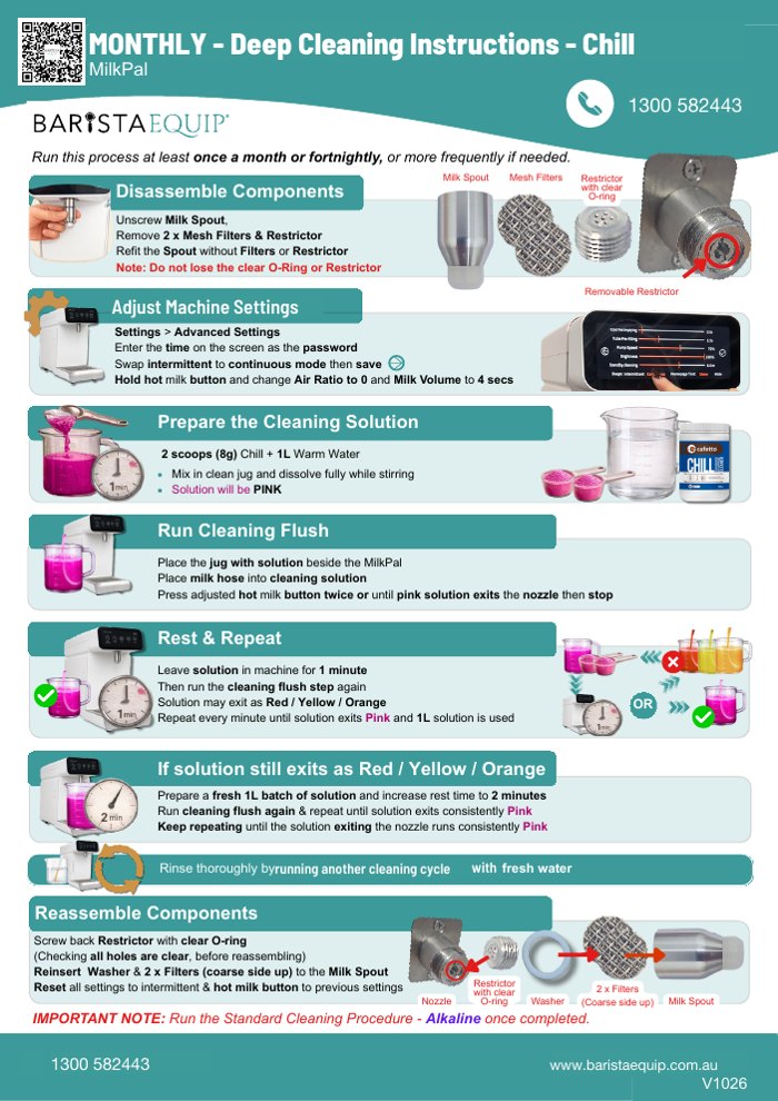 MilkPal monthly deep clean Chill